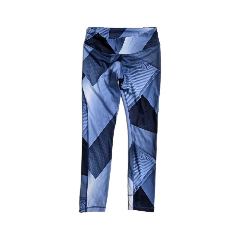 Reebok Women's Printed Evolution Mid Rise 7/8 Leggings Small Blue Speedwick